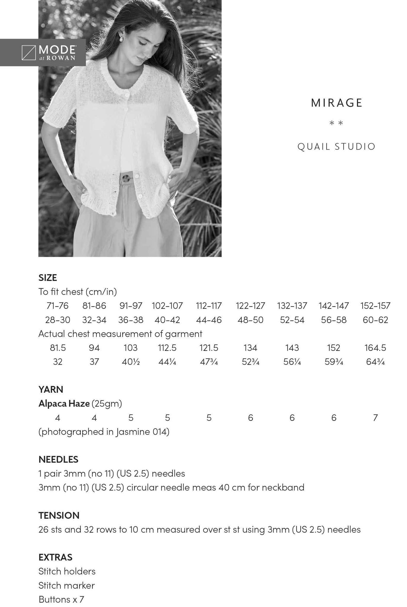 Mode at Rowan Mirage Cardigan – Knitting Pattern