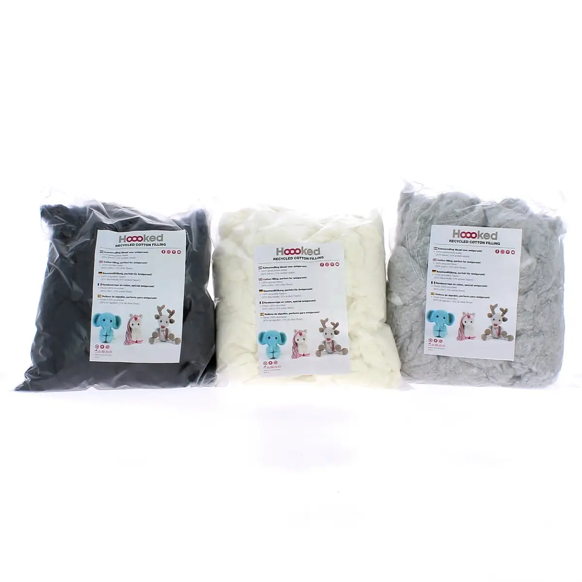 Hoooked - Rembourrage pour jouets en coton 100 % recyclé - Rembourrage 250 g