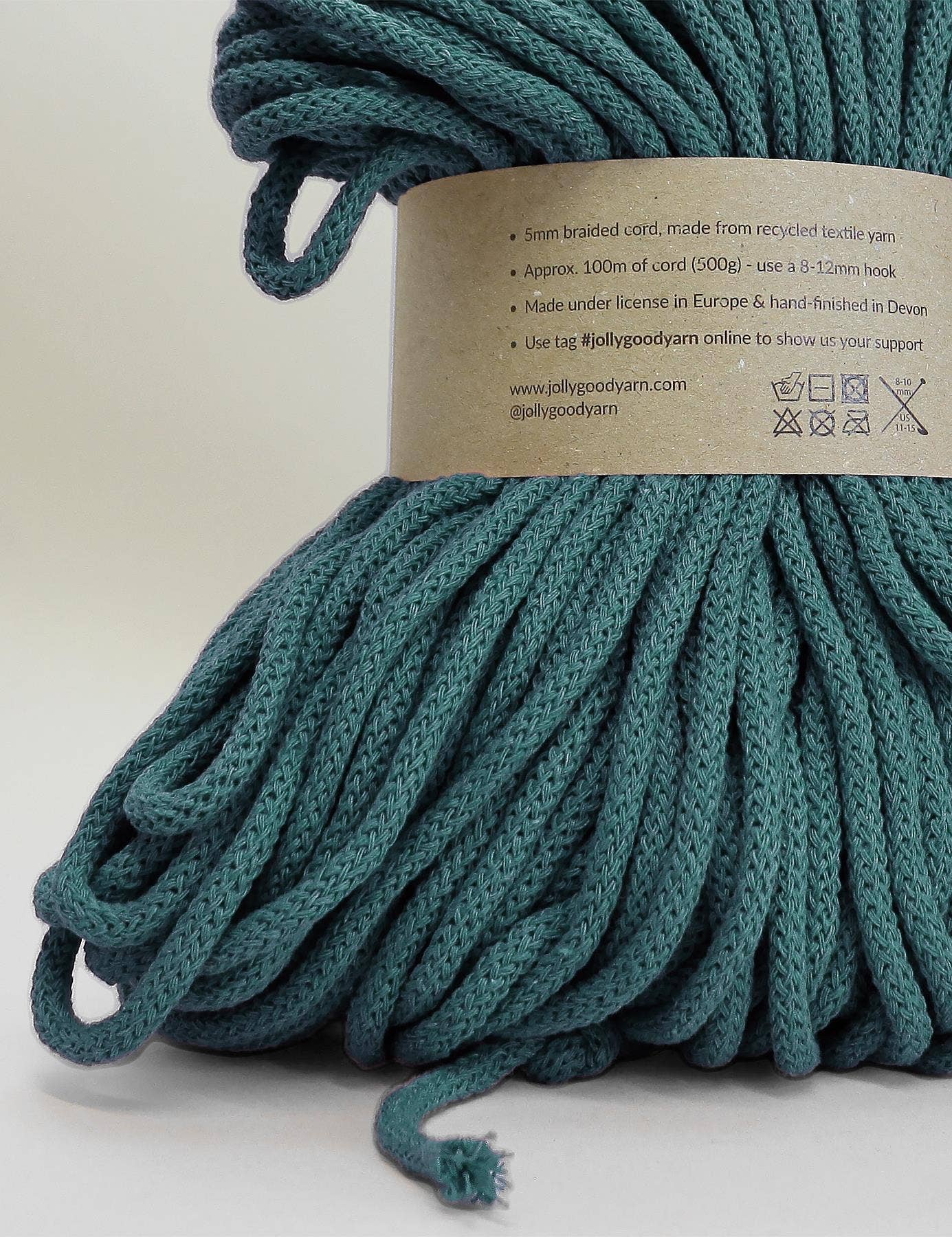 Jolly Good Yarn - 5mm Exeter Blue recycled cotton macrame cord (100m)