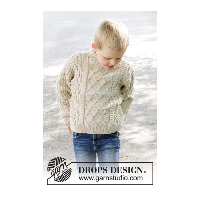 Drops - Ocean Ropes Kids Jumper - FREE Knitting Pattern (PDF Download)