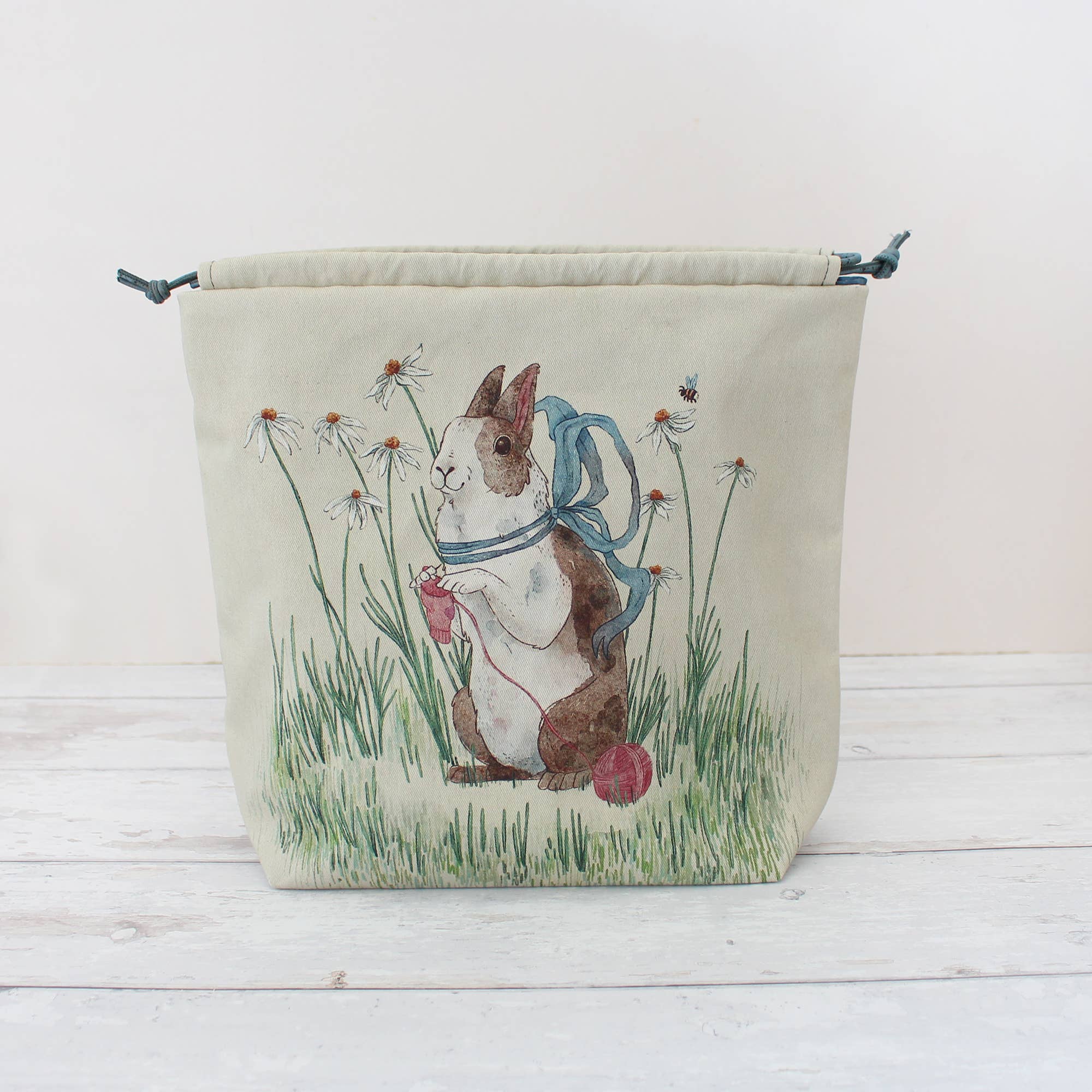 The Blue Rabbit House - Daisy the Knitting Rabbit - Project Bag