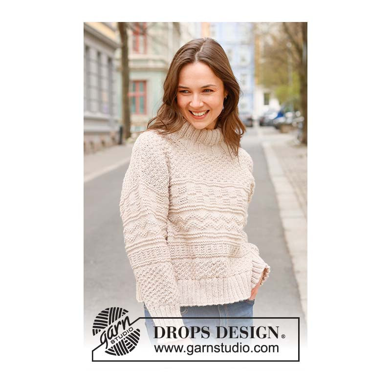 Drops Around Town Sweater FREE Knitting Pattern (FREE PDF Download