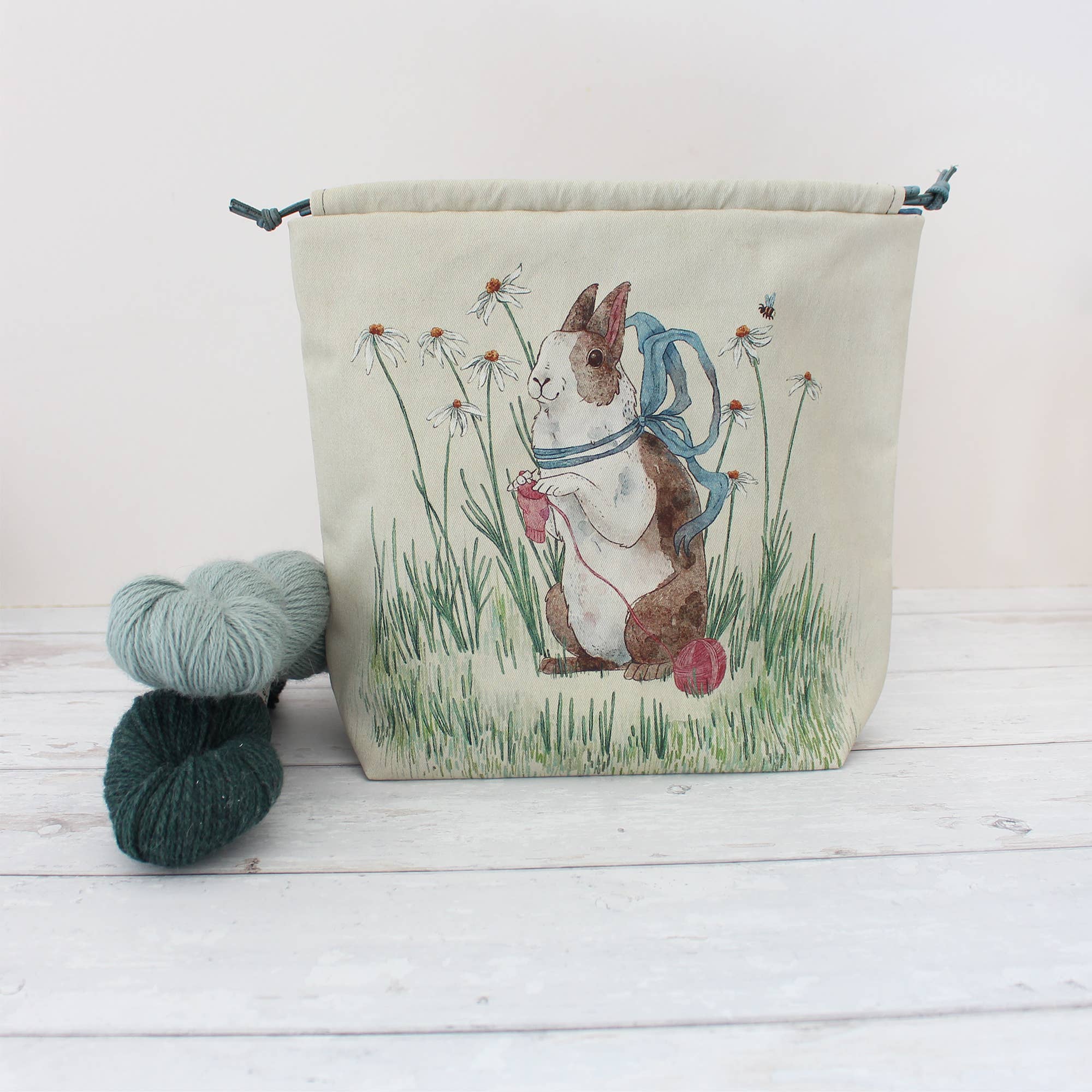The Blue Rabbit House - Daisy the Knitting Rabbit - Project Bag