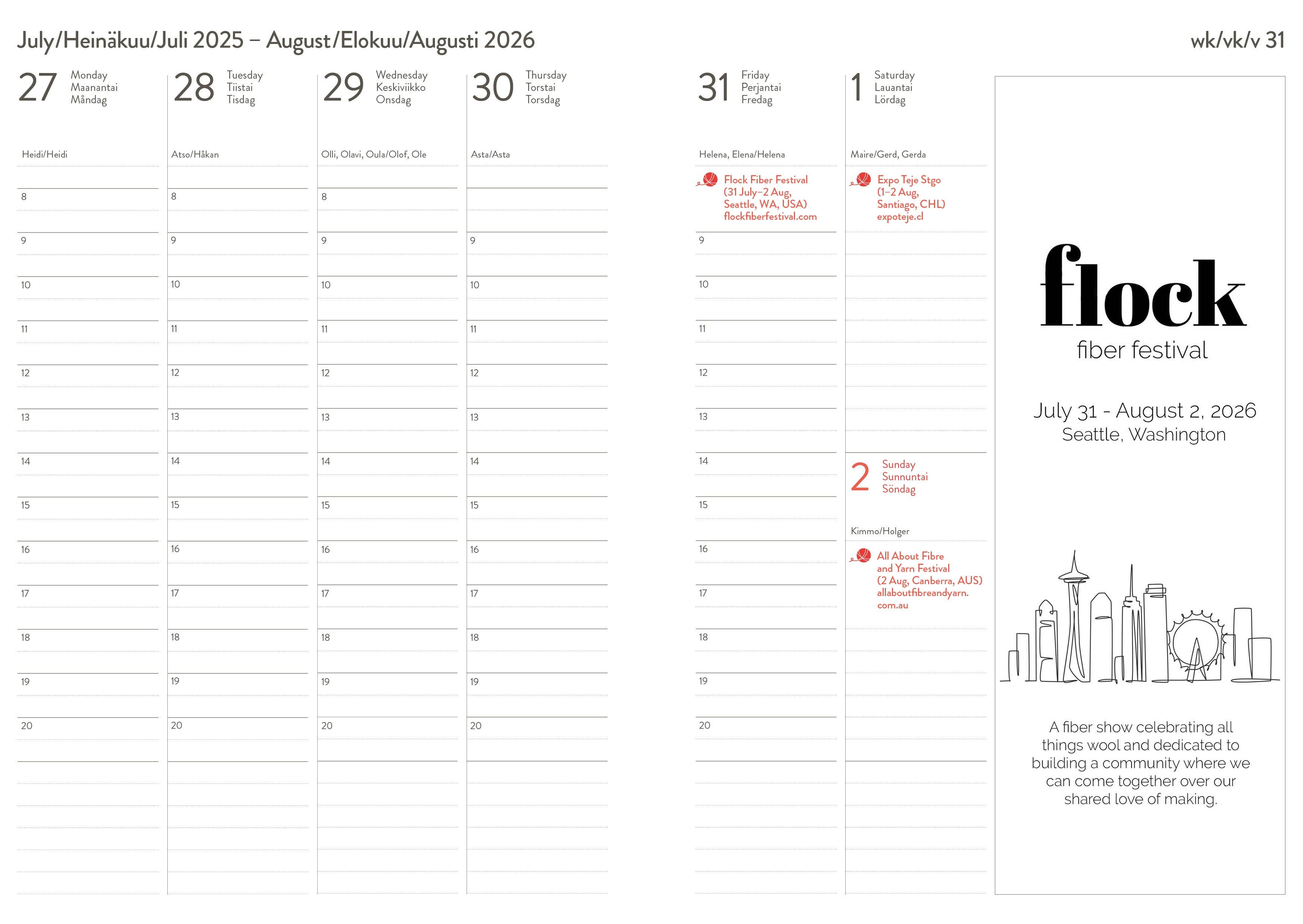 Laine - Knitter’s Year 2026 weekly planner