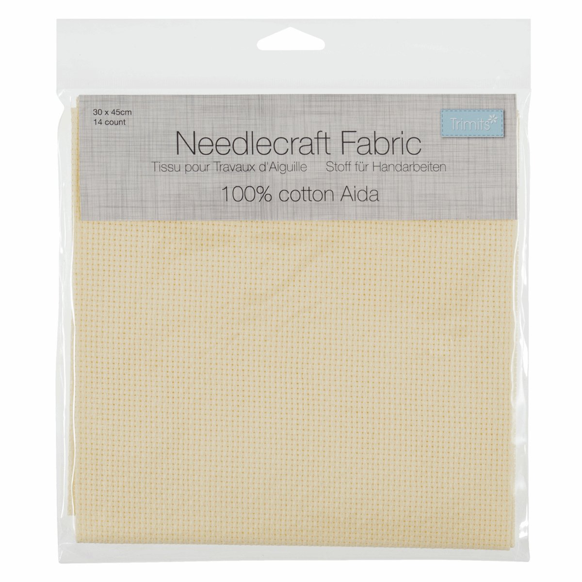 Toile Aida pour travaux manuels - 14 fils - 45 x 30 cm - Crème