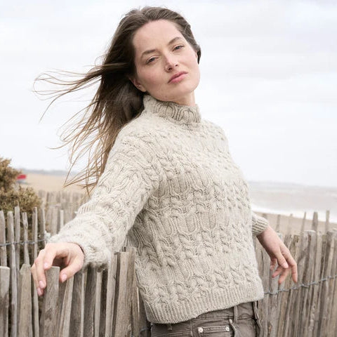 The Bramble & Fleece Bracken Sweater, seamless top-down all-over cable in Sheepsoft DK