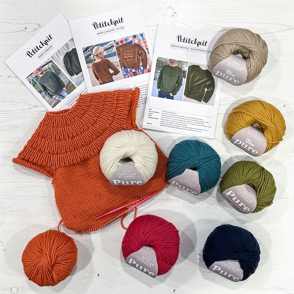 PetiteKnit Anker's Sweater Knitting Kit in WYS Pure DK