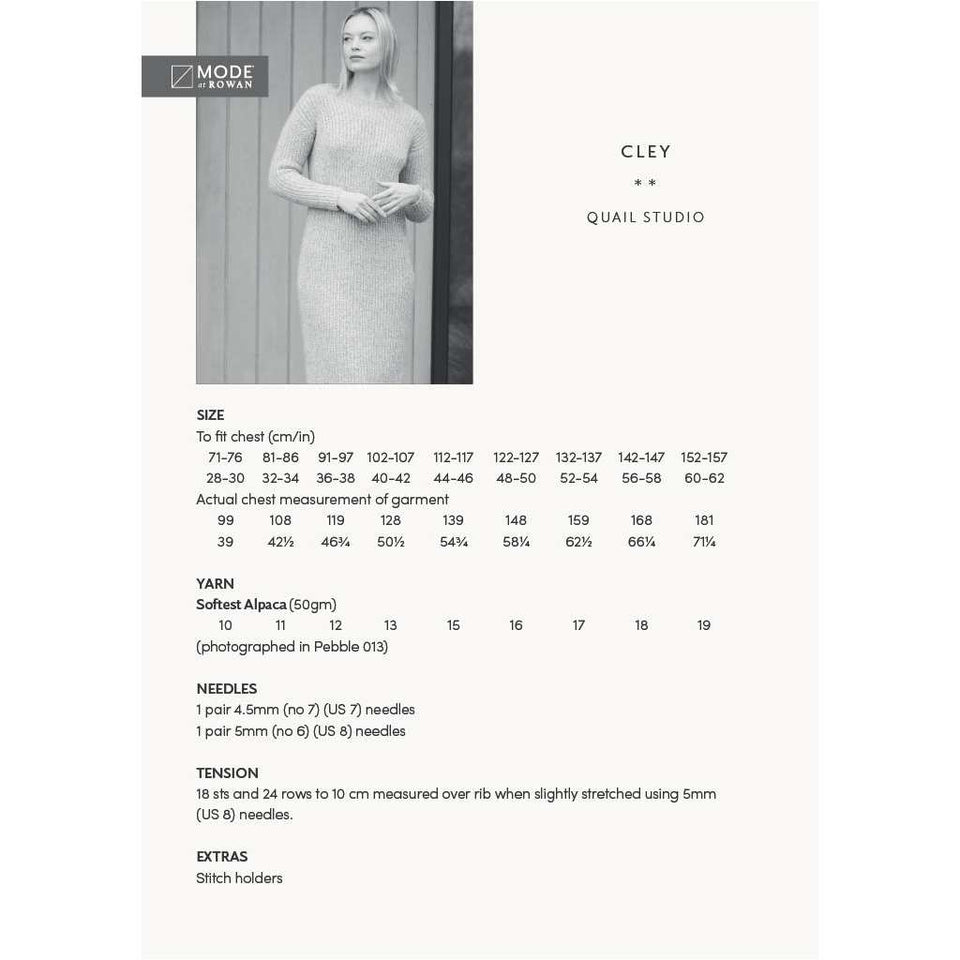 Robe Cley à la mode chez Rowan - Patron de tricot (téléchargement PDF)