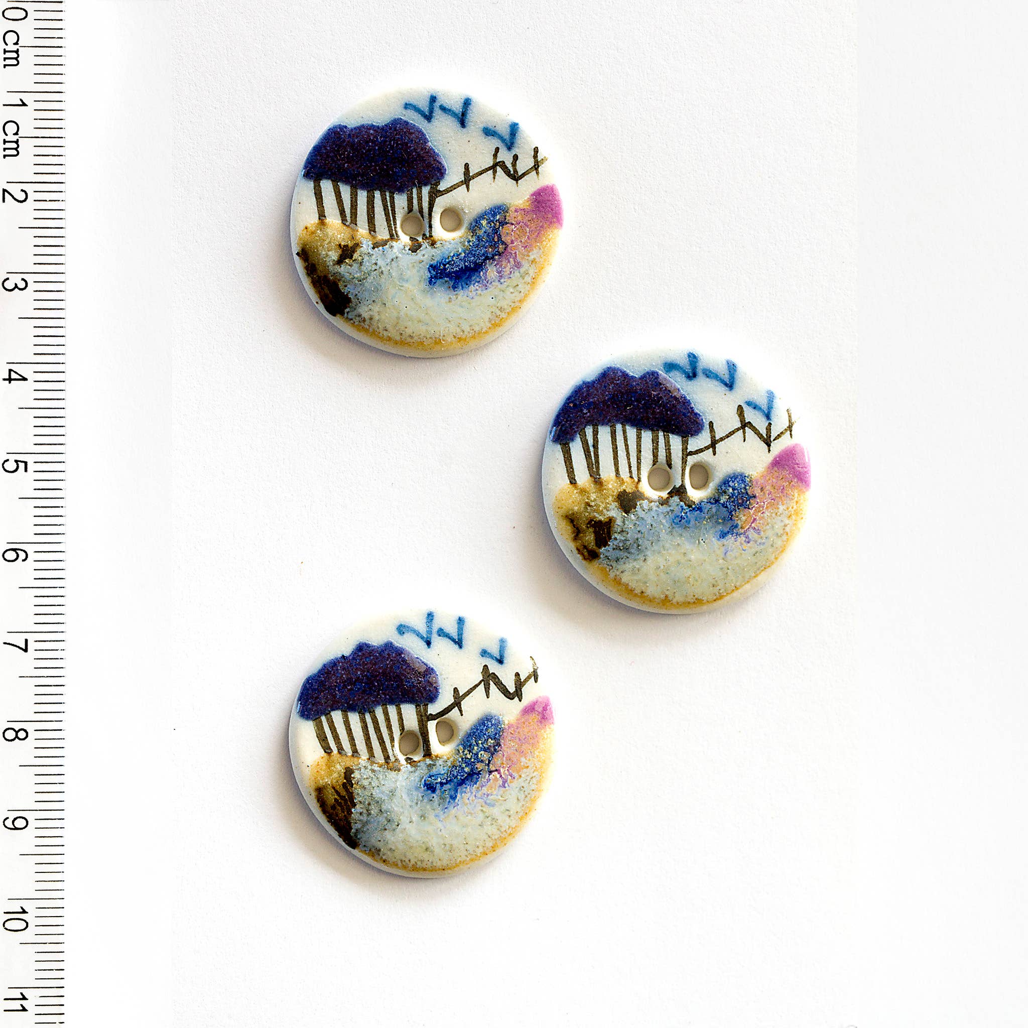 Incomparable Buttons - 3 Country Scene Buttons