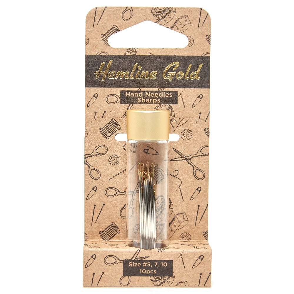 Aiguilles à coudre à la main Hemline Gold Premium Sharps, tailles 5 à 10 (lot de 10)