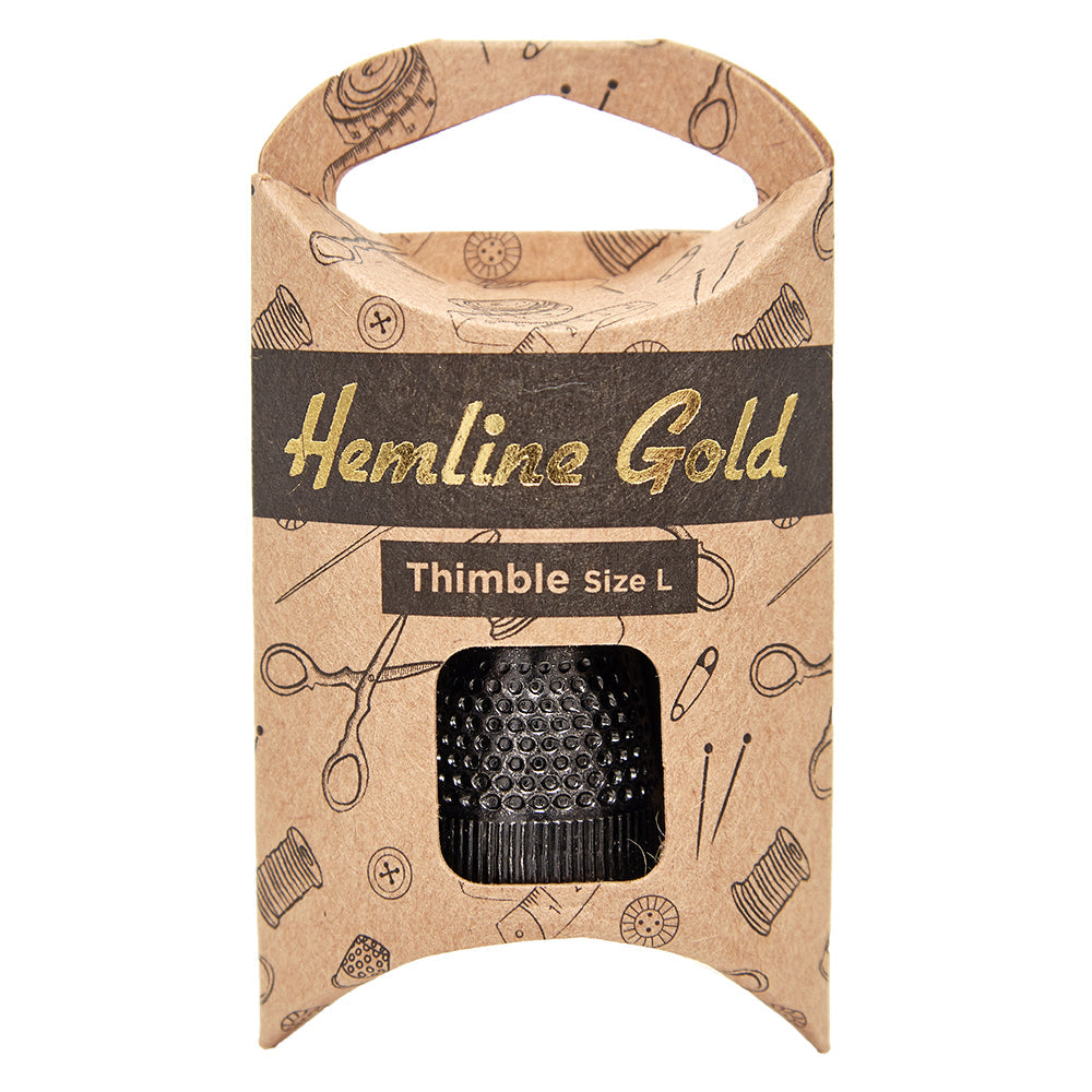 Hemline Gold Quilters Black Metal Thimble - Medium
