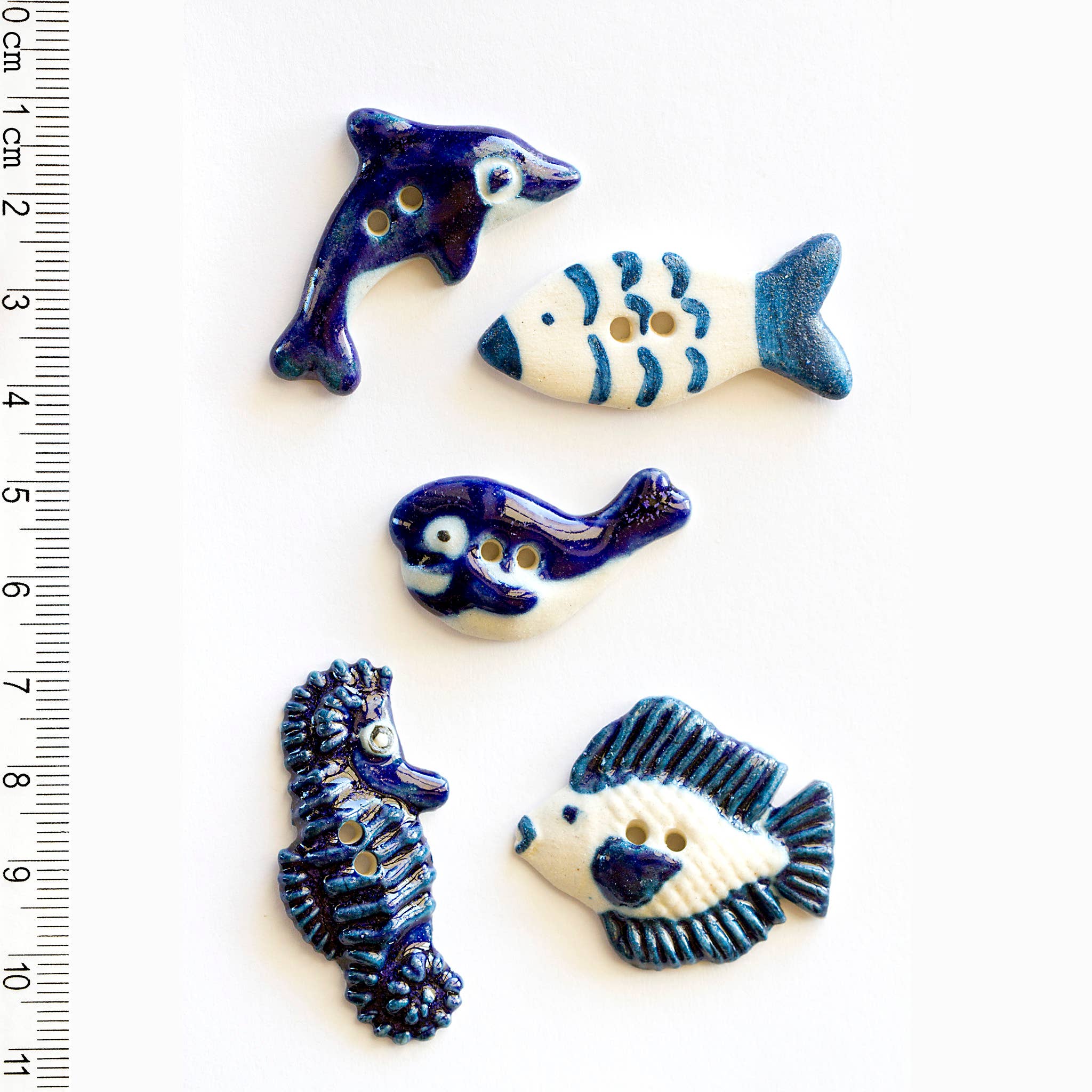Boutons incomparables - 5 boutons Sea Life