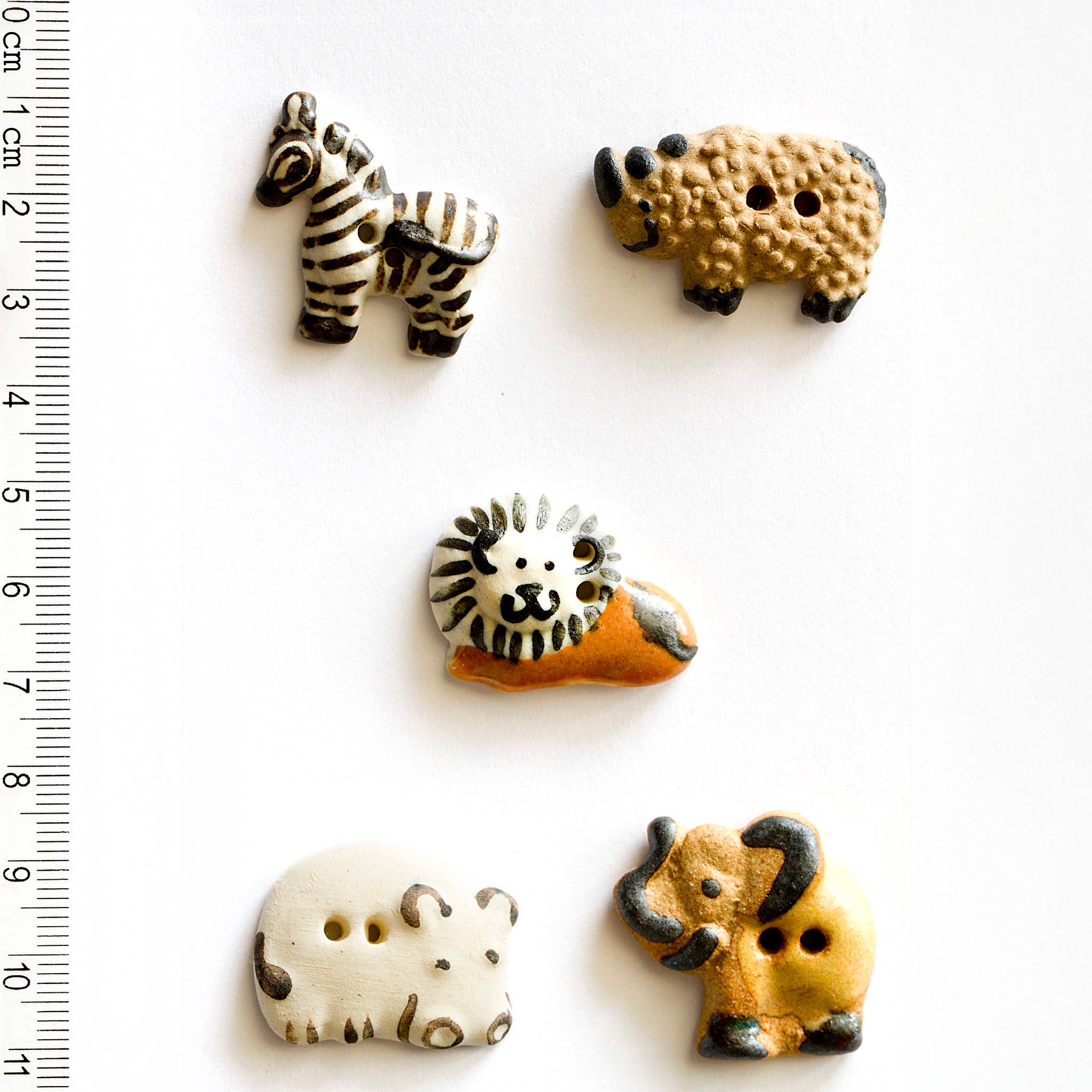 Boutons incomparables - 5 boutons animaux africains