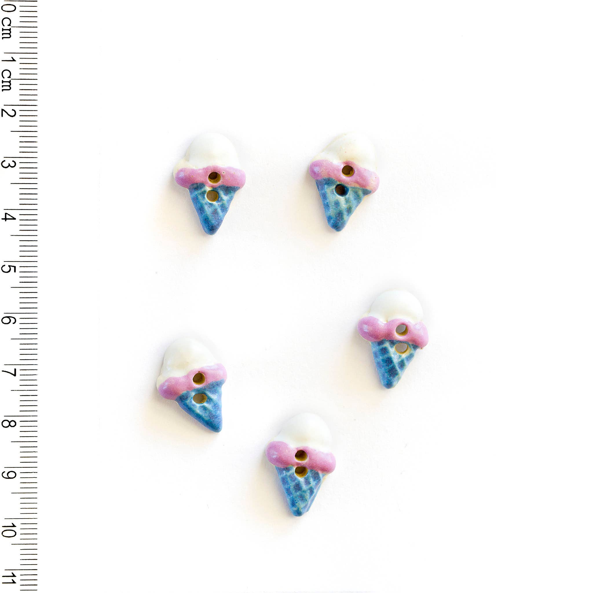 Boutons incomparables - 5 boutons en forme de cornet de glace