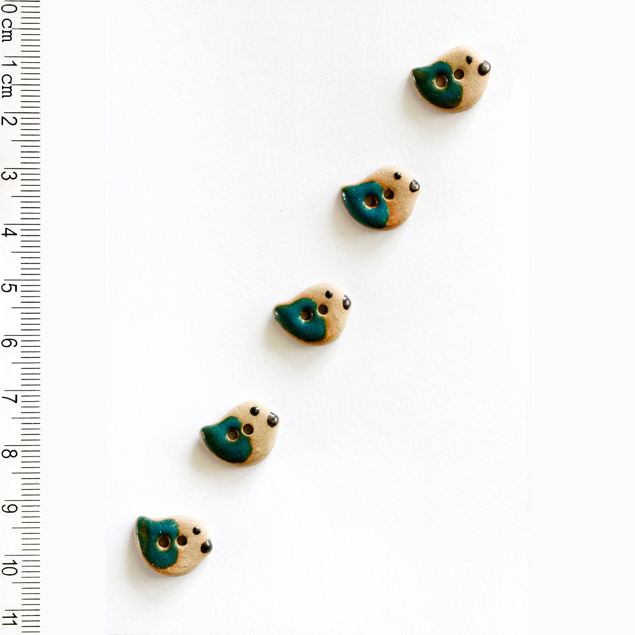 Boutons incomparables - 5 boutons oiseaux verts