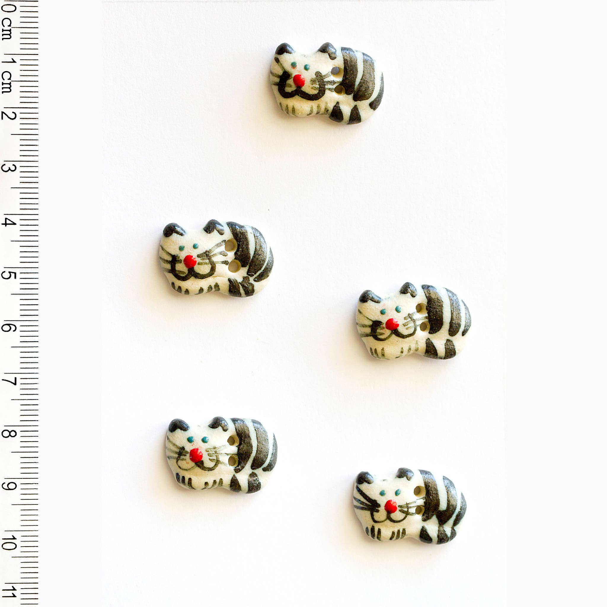 Incomparable Buttons - 5 Black and White Cat Buttons