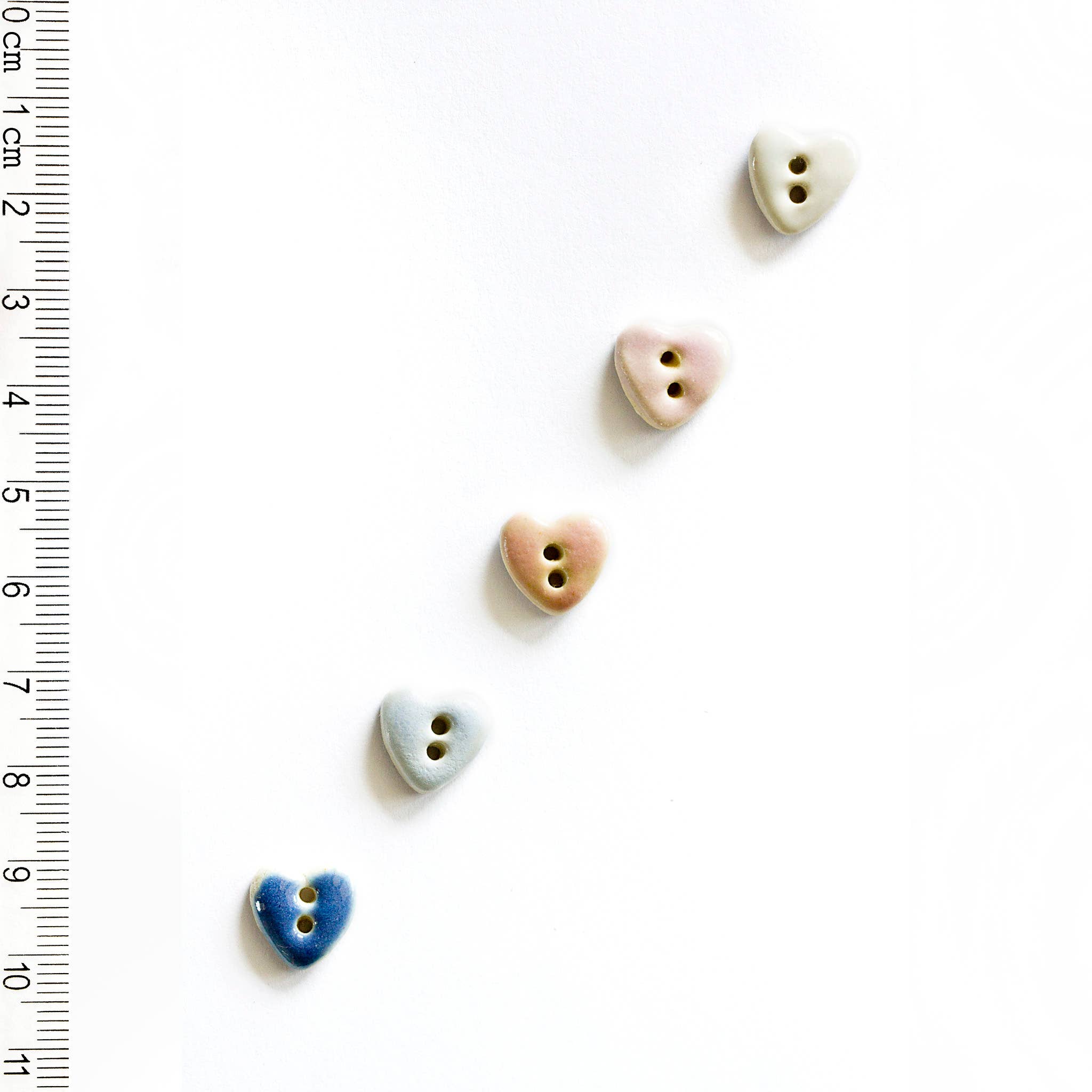 Boutons Incomparables - 5 Boutons Coeur Pastel