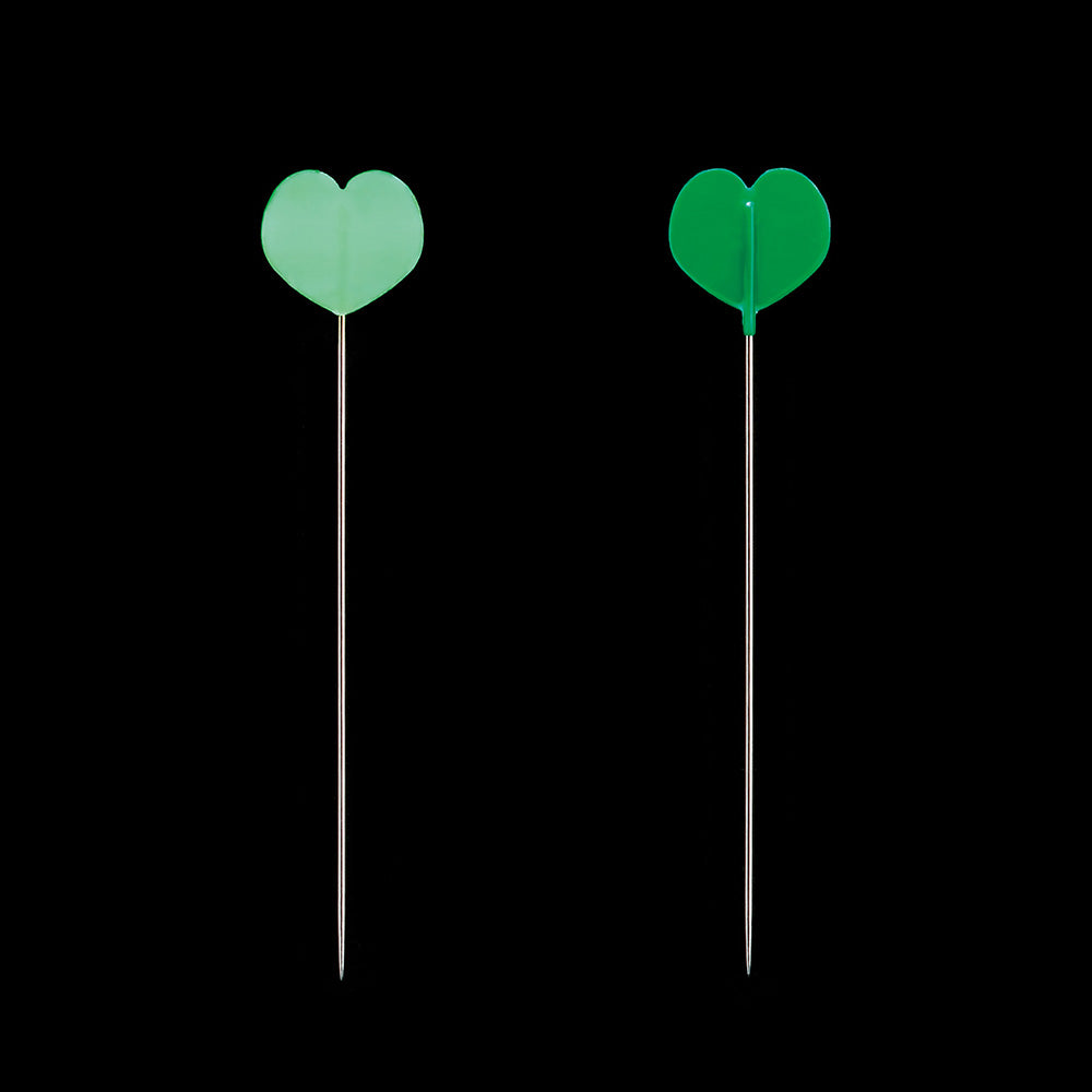 Clover Green Heart-Shaped Pins - 50mm - pack of 20