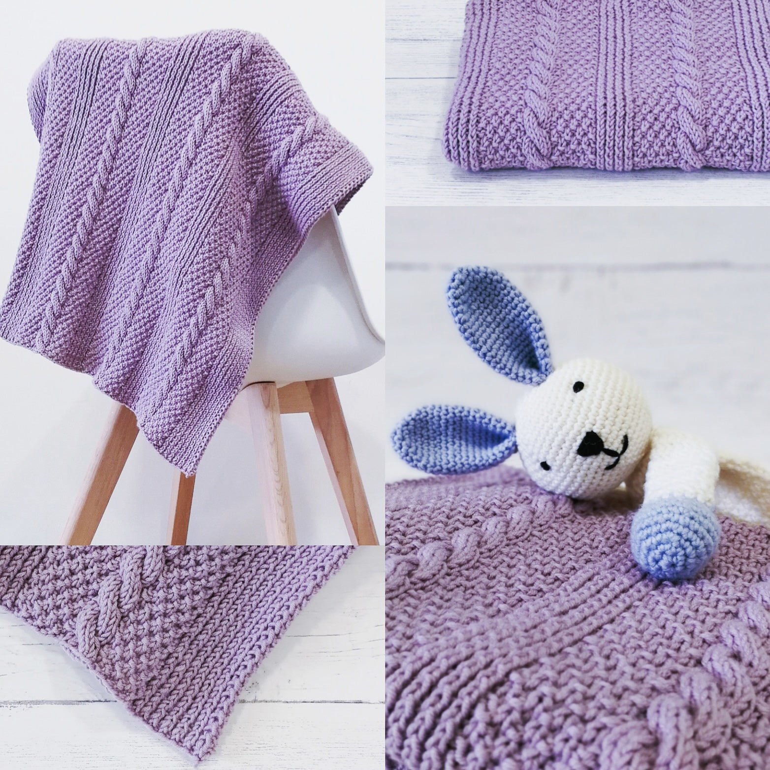 Rapunzel Cabled Baby Blanket Knitting Kit - WYS Bo-Peep DK