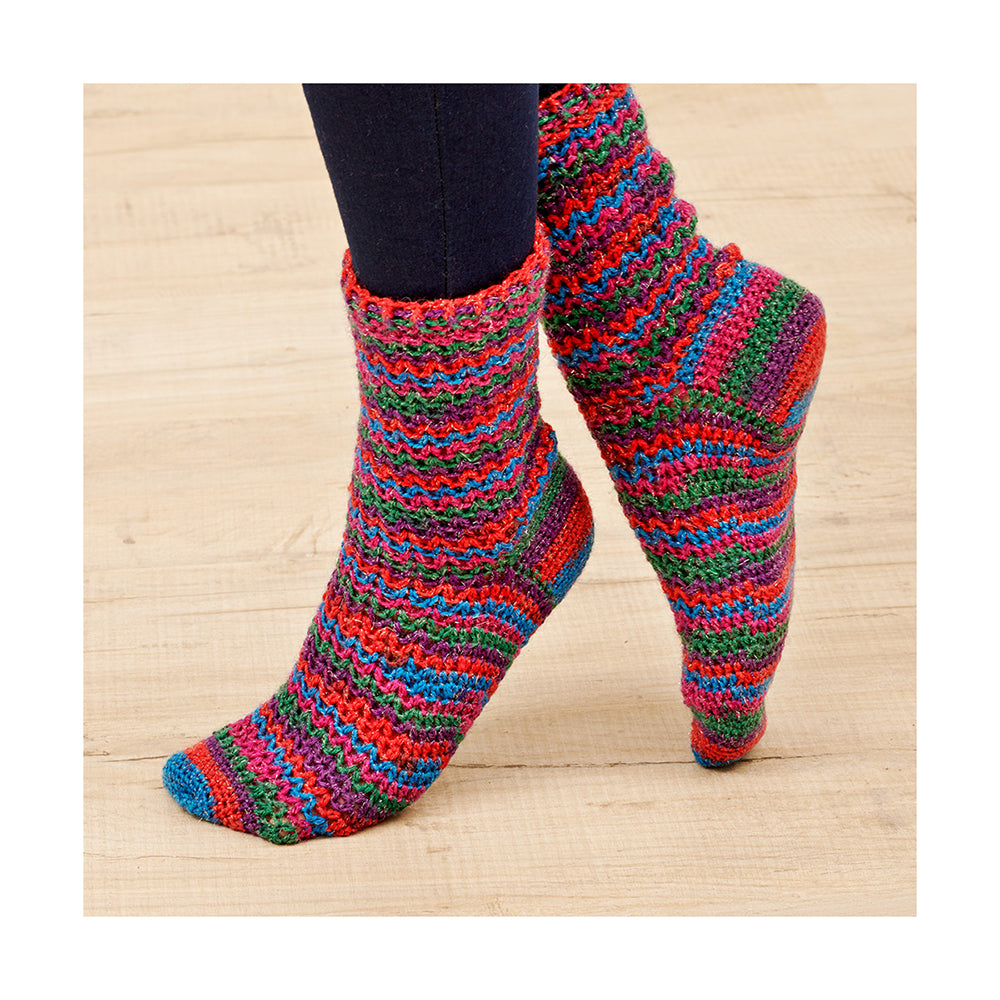 WYS Tinsel Toes - Christmas Crochet Sock Pattern (FREE PDF Download)