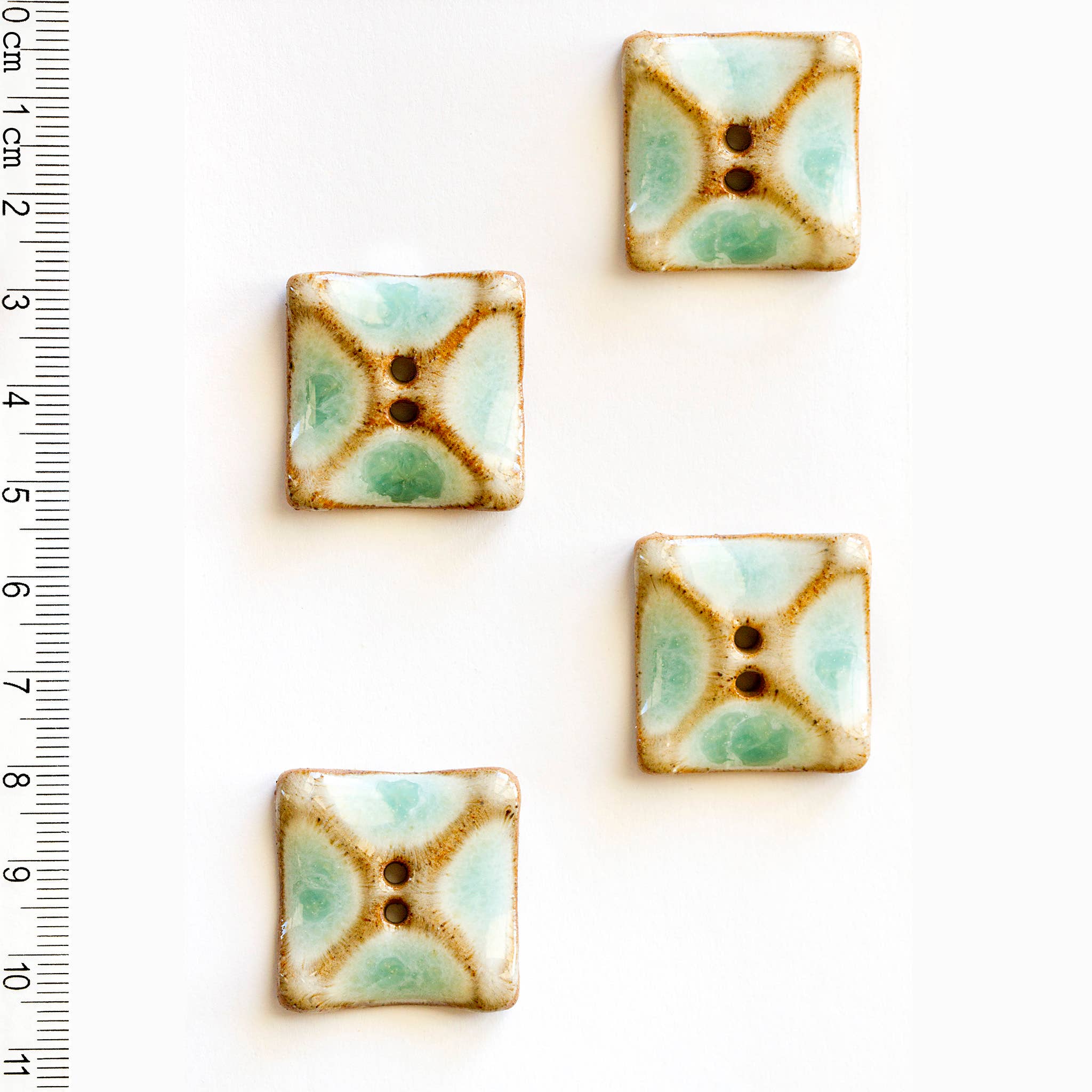 Incomparable Buttons - 4 Square Turquoise Buttons