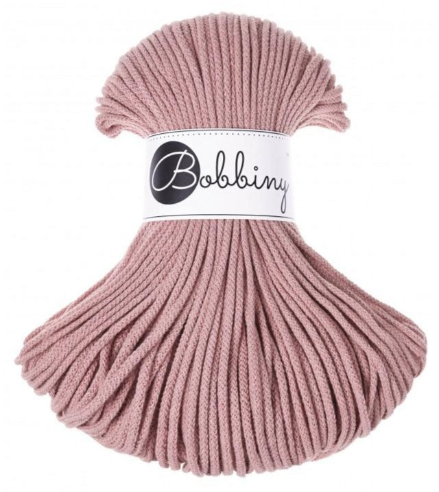 3mm braided Bobbiny cord in colour blush