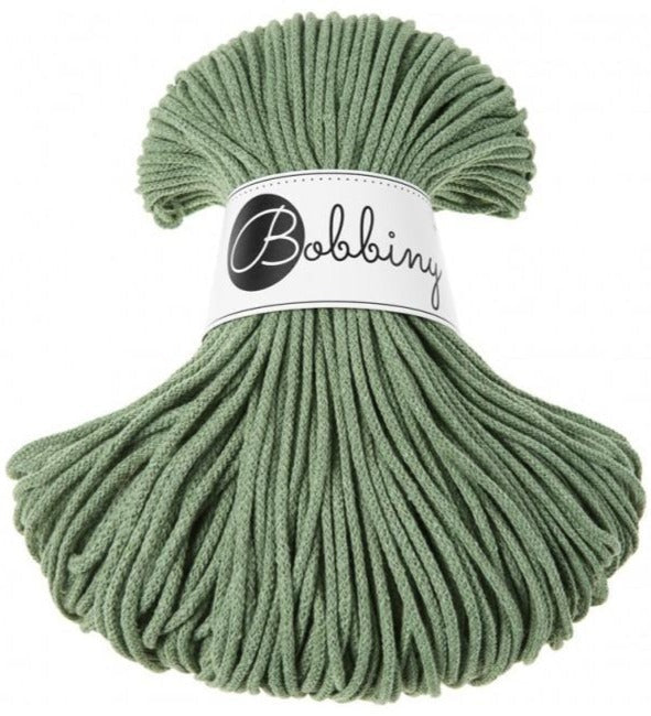 3mm braided Bobbiny cord in colour eucalyptus