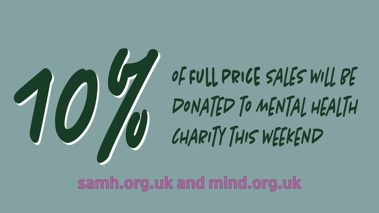 10 Percent off logo and donation to mental health charity