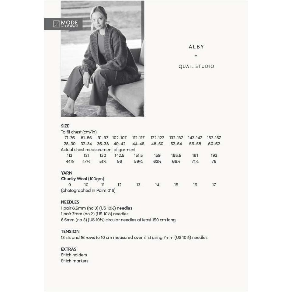 Mode at Rowan Alby Long Cardigan – Strickmuster (PDF-Download)