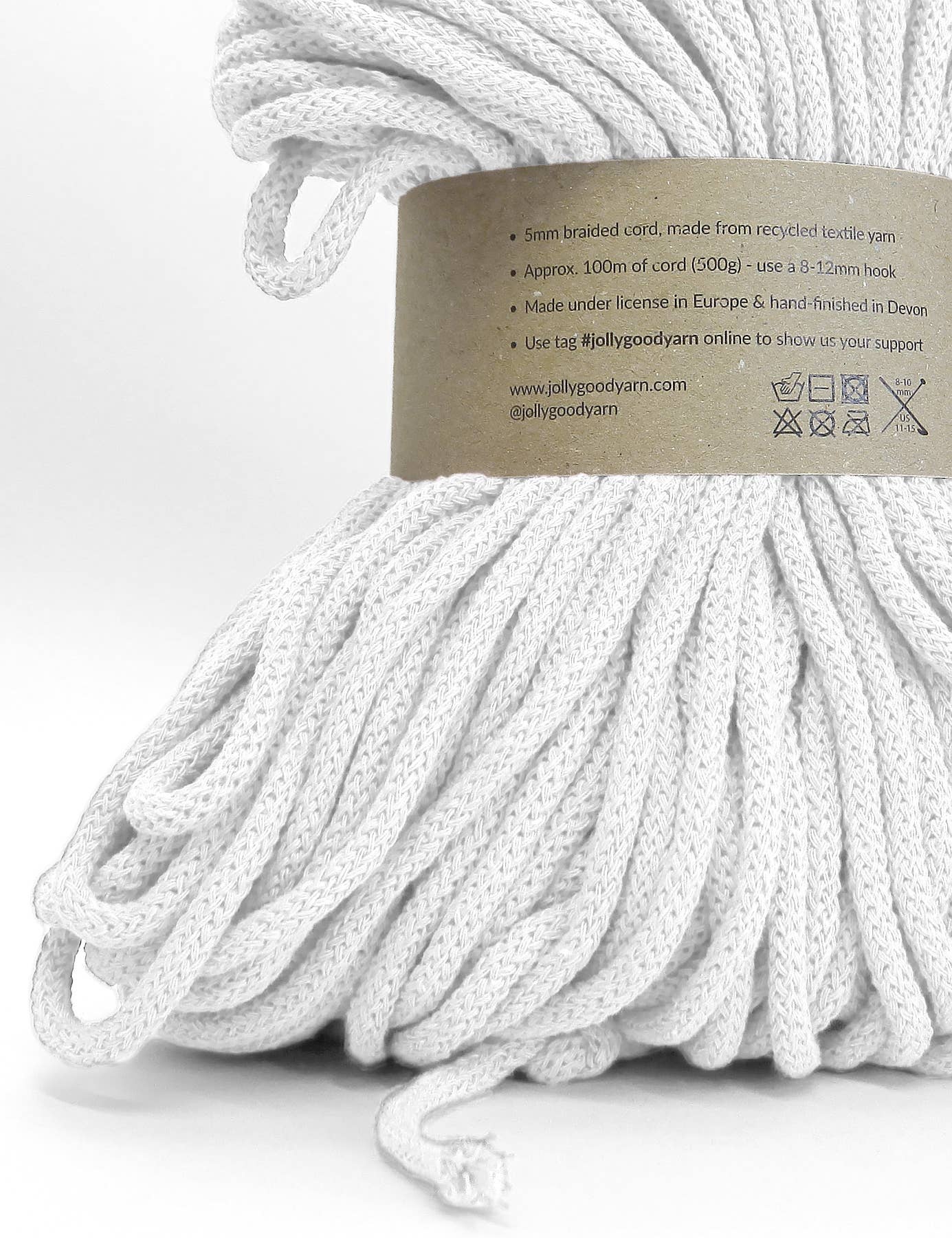 Jolly Good Yarn - 5mm Sandford White recycled cotton macrame cord (100m)