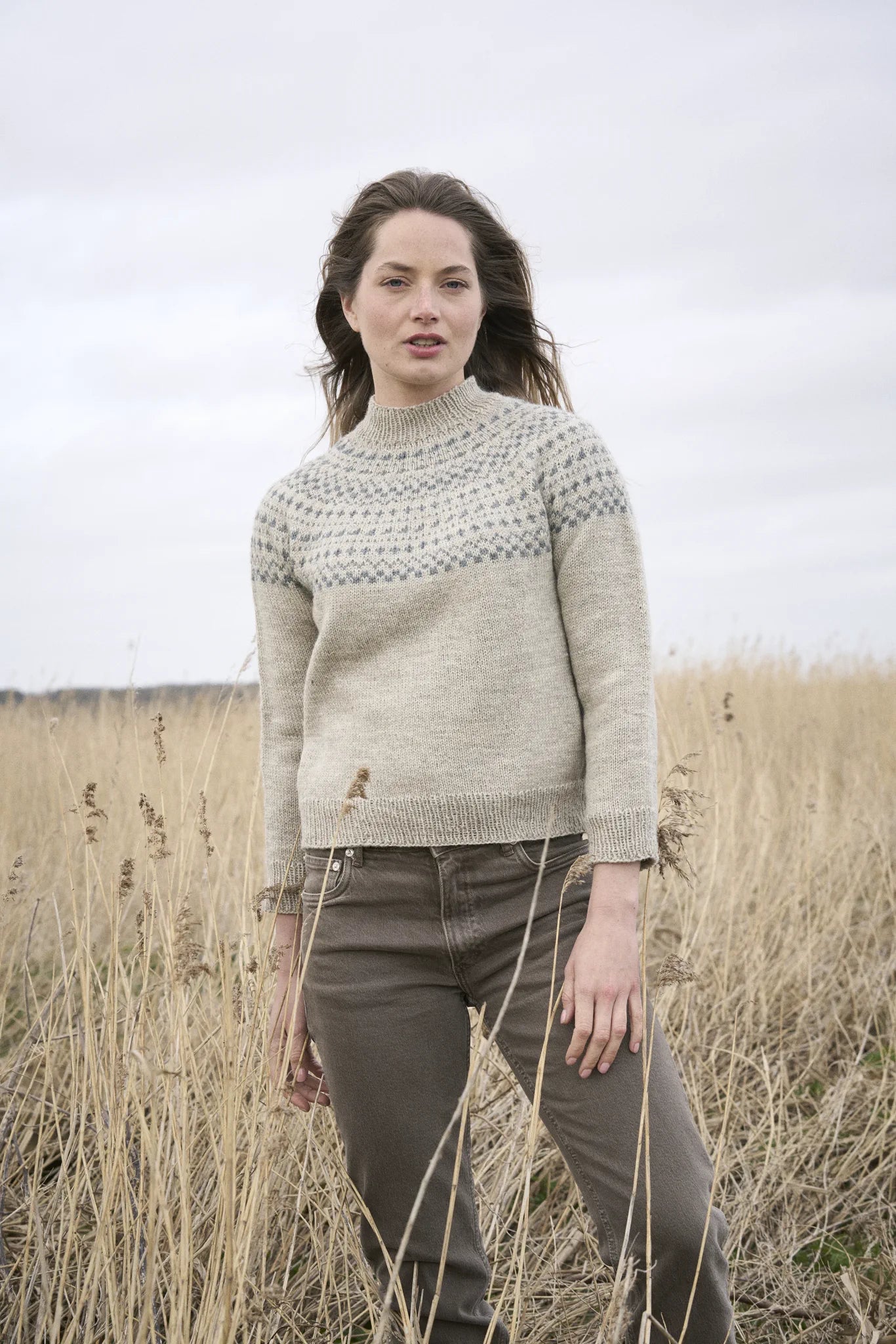 The Bramble & Fleece Balsam Sweater, top-down yoke colourwork in Sheepsoft DK