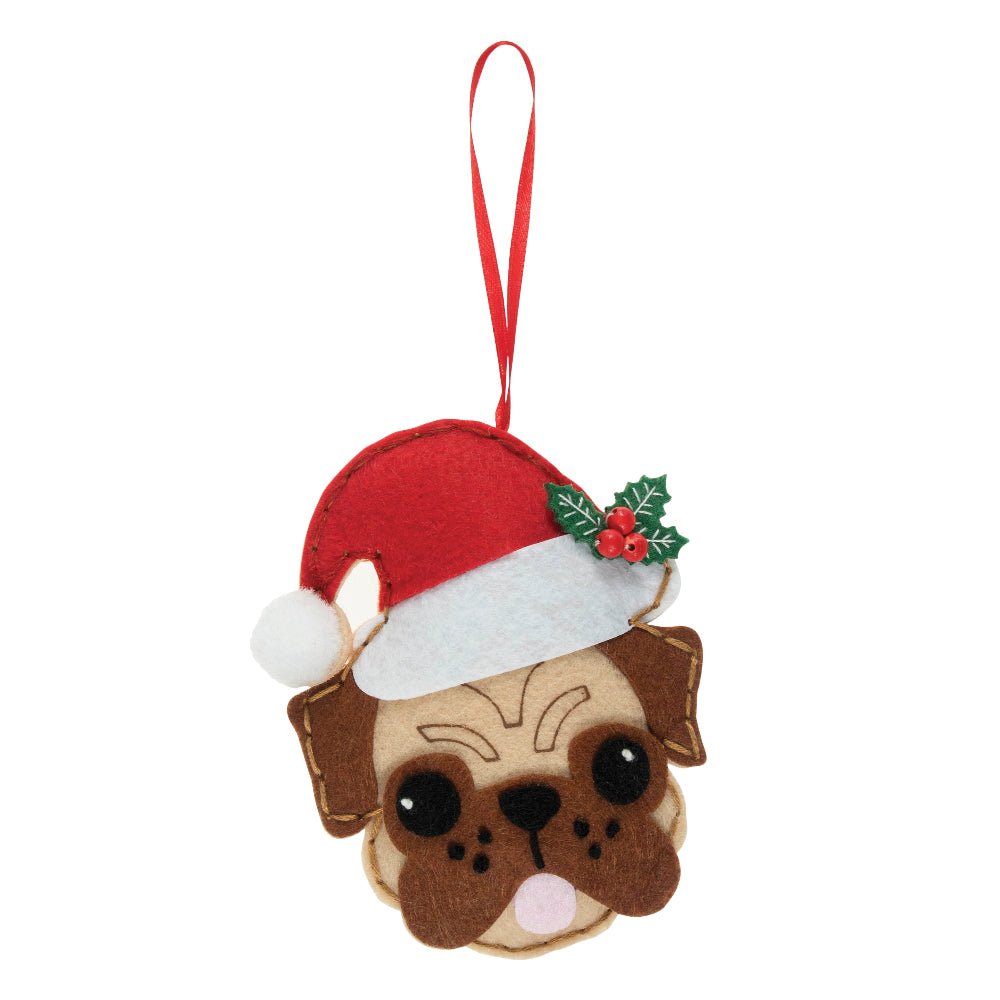 Trimits Make Your Own Felt Christmas Pug in Santa Hat