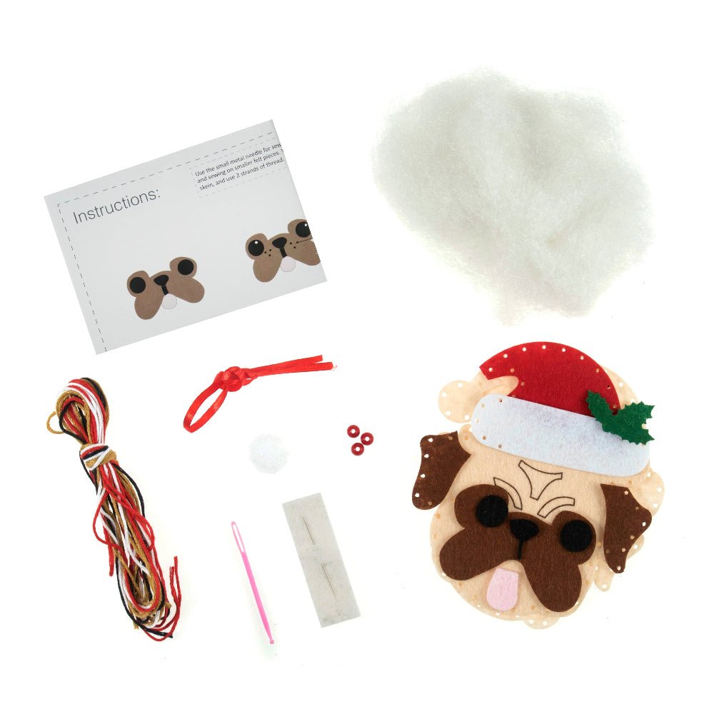 Trimits Make Your Own Felt Christmas Pug in Santa Hat