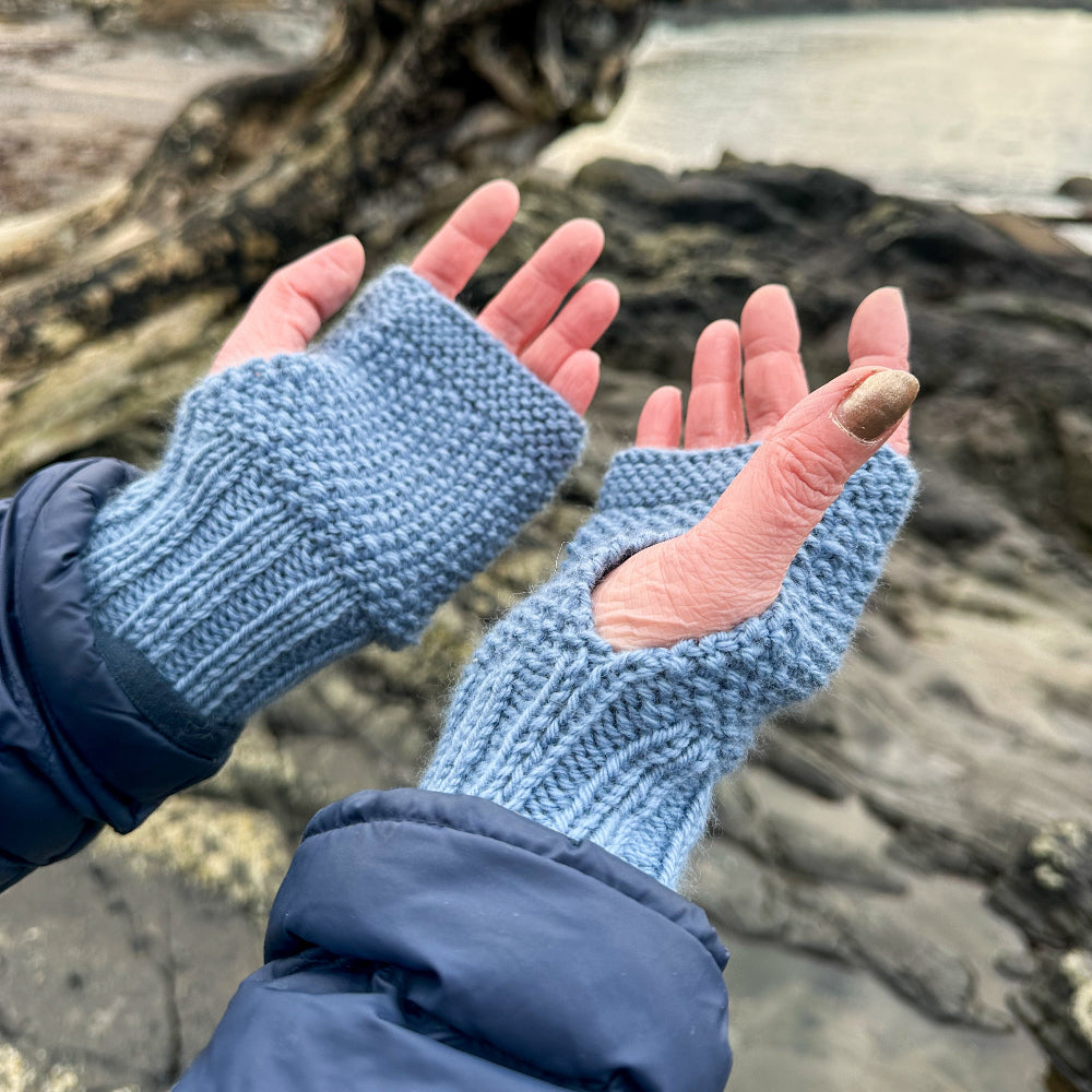 Rib & Moss Fingerless Gloves - Beginner Knitting Pattern