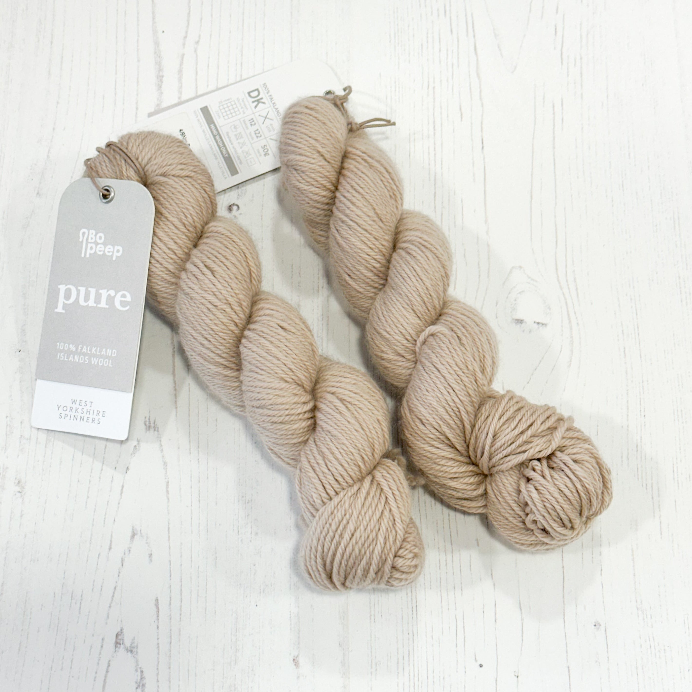 WYS Pure DK (2 x 50g balls of Sand 208: End of Dye Lot)