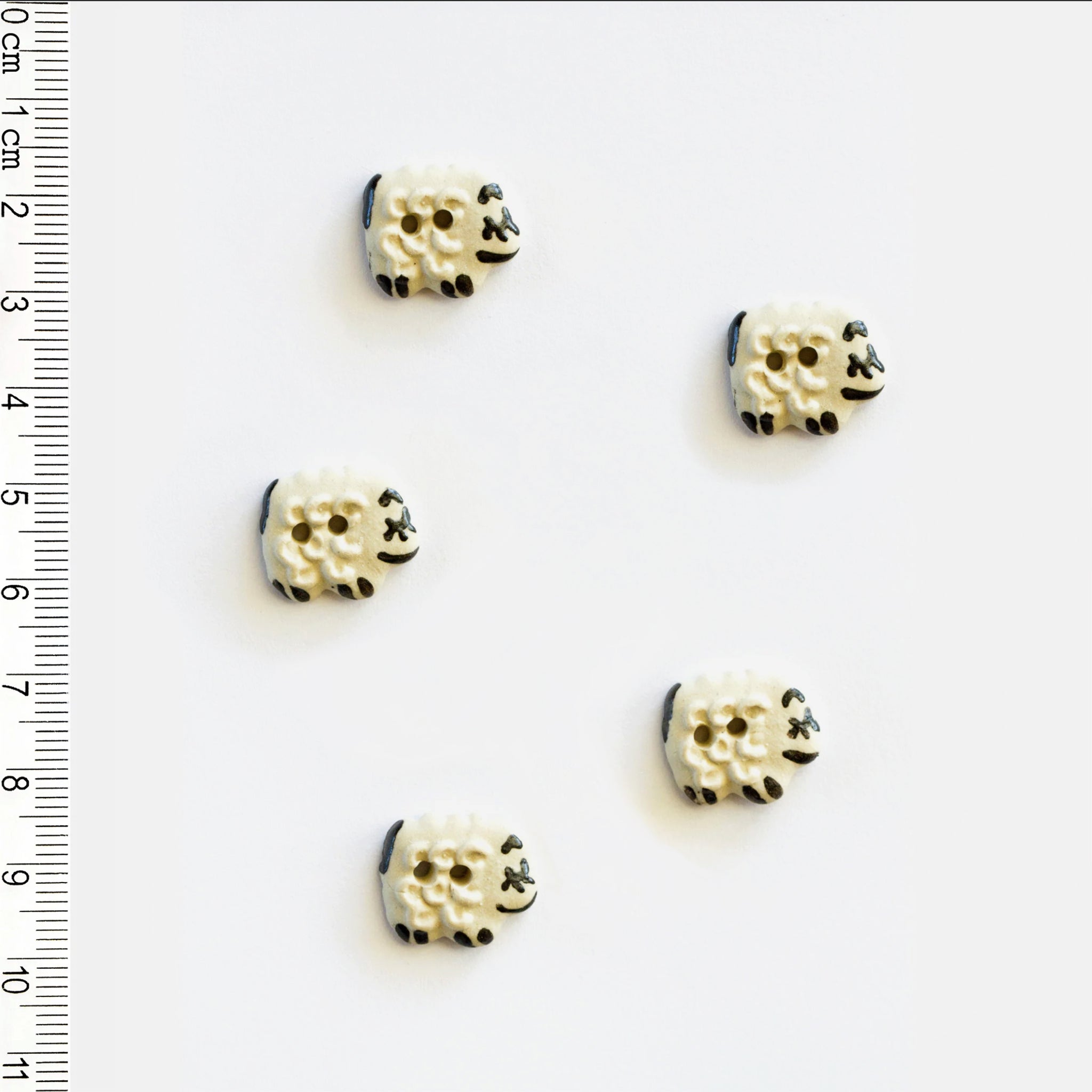 Incomparable Buttons - 5 Fun White Sheep Buttons