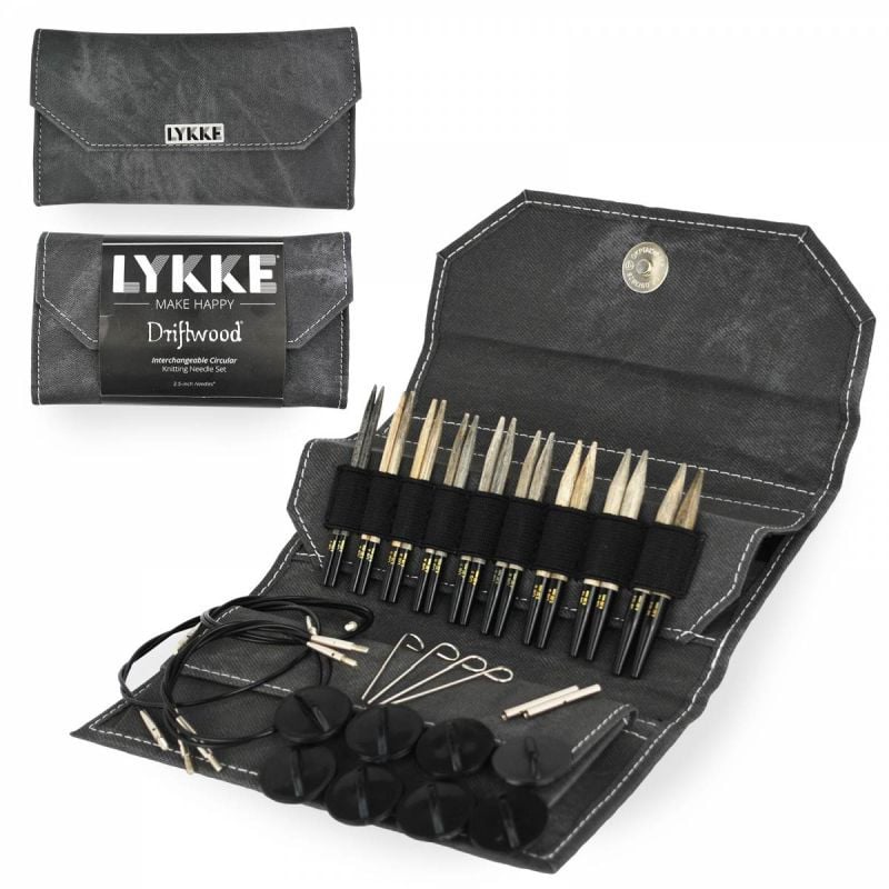 Lykke Driftwood 3.5" (9cm) Interchangeable Birch Wood Knitting Needle Set