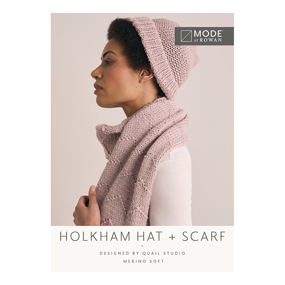 Modèle de tricot : bonnet et écharpe à la mode chez Rowan Holkham