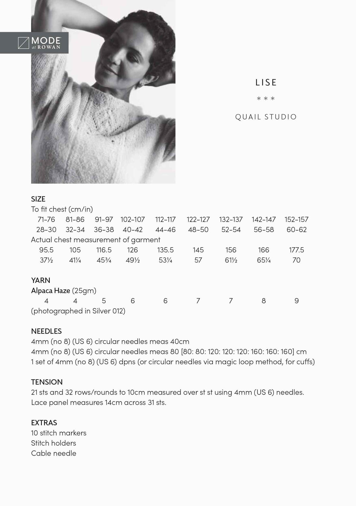 Lise Patterns Mode at Rowan Lise Sweater - Knitting Pattern