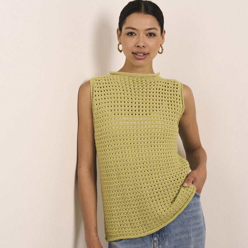 Pull sans manches à la mode chez Rowan Wilhelmine - Modèle de tricot