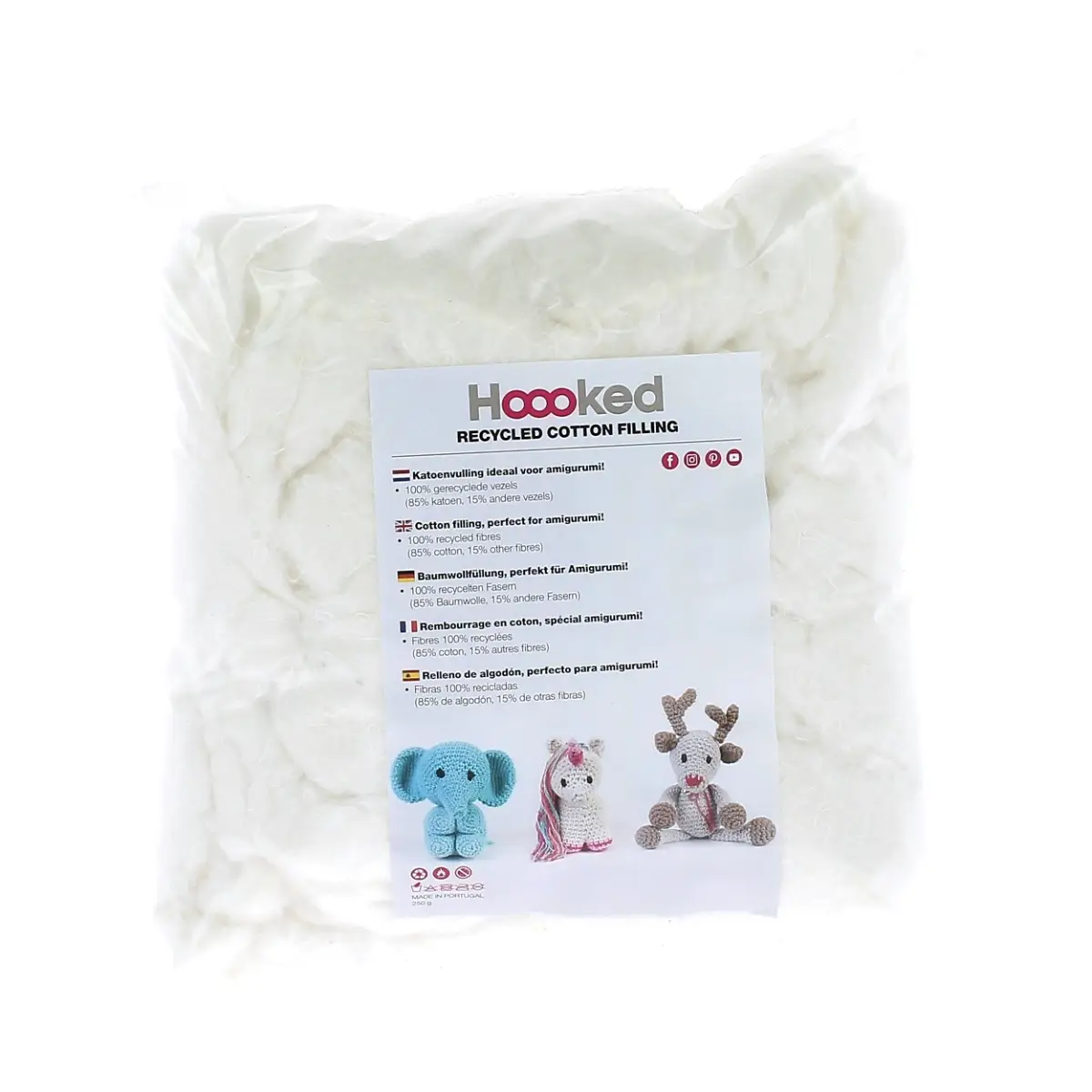 Hoooked - 100% Recycled Fluffy Cotton Toy Filling - Stuffing 250g