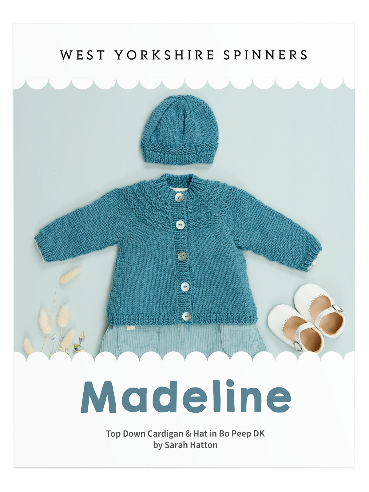 WYS Madeline: Yoke Cardigan & Hat in Bo Peep DK by Sarah Hatton