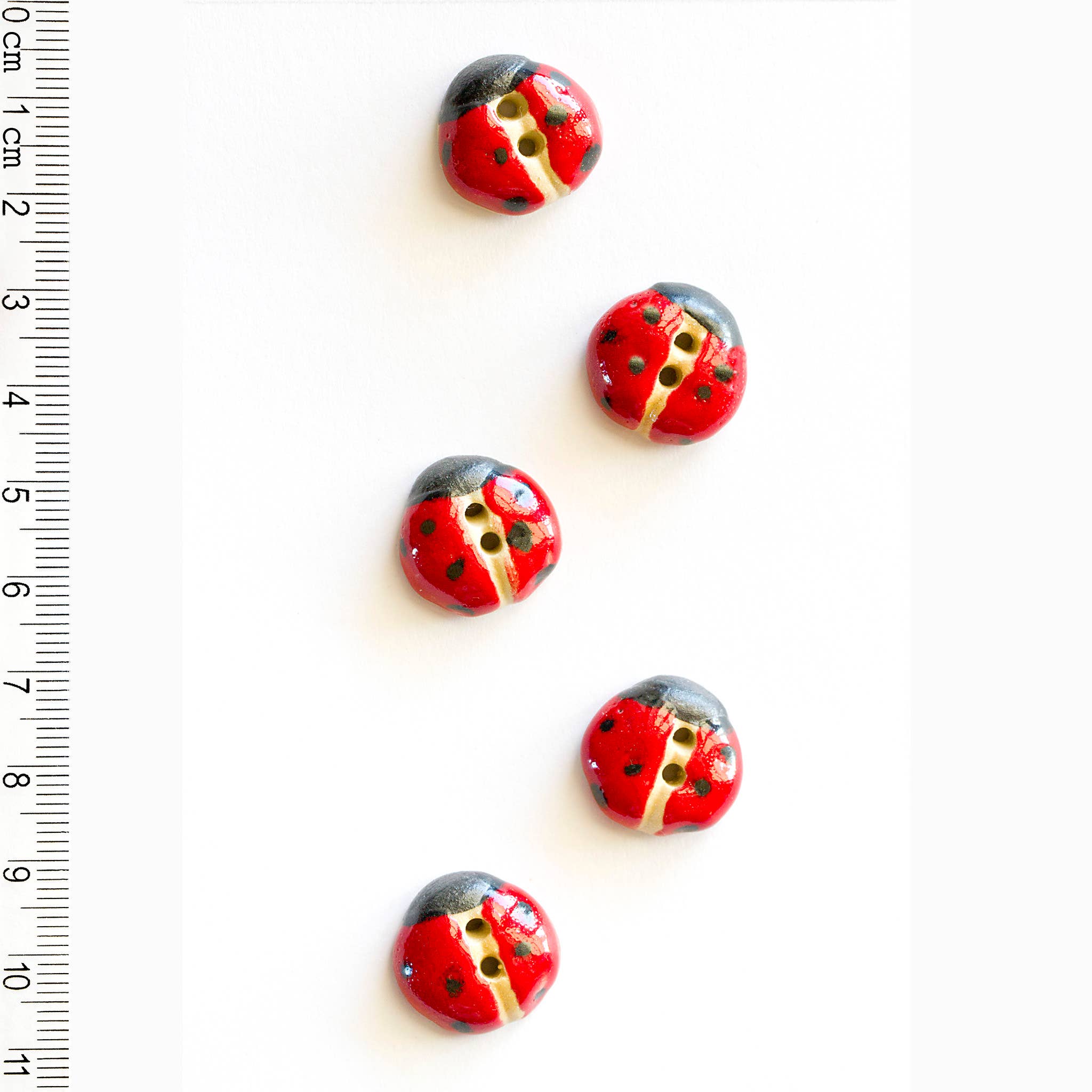 Incomparable Buttons - 5 Red Ladybird Buttons