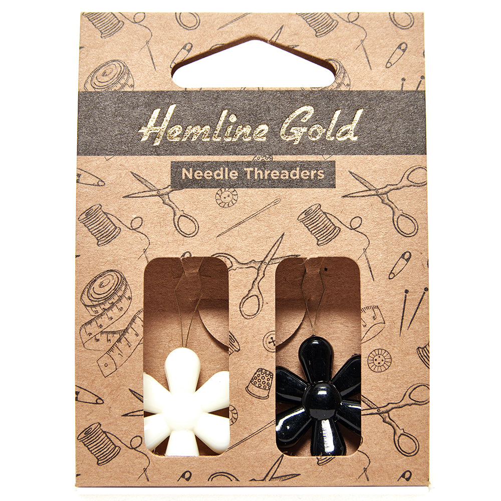 Hemline Gold Flower Needle Threader - set of 2