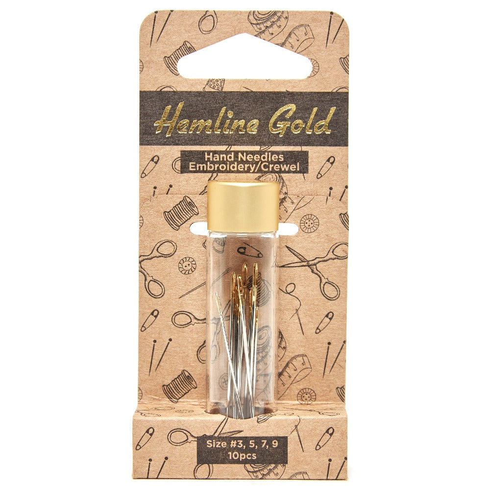 Hemline Gold Premium Embroidery Needles - Sizes 3-9 (pack of 10)
