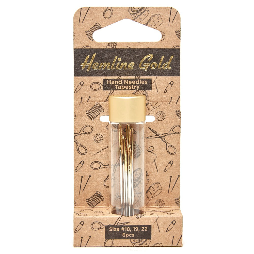 Hemline Gold Tapestry Needles - Sizes 18-22 (pack of 6)