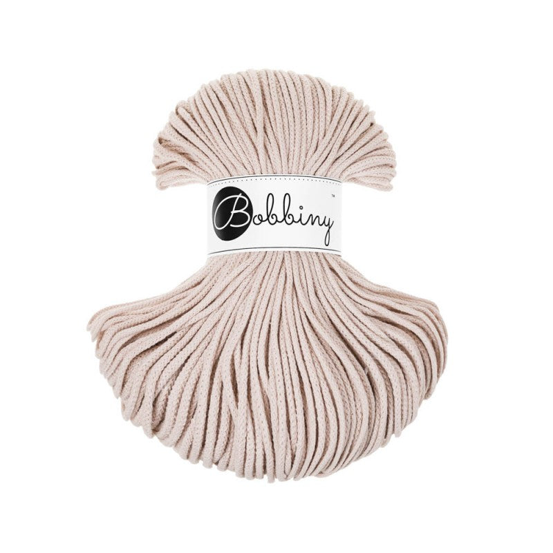 3mm braided Bobbiny cord in colour nude