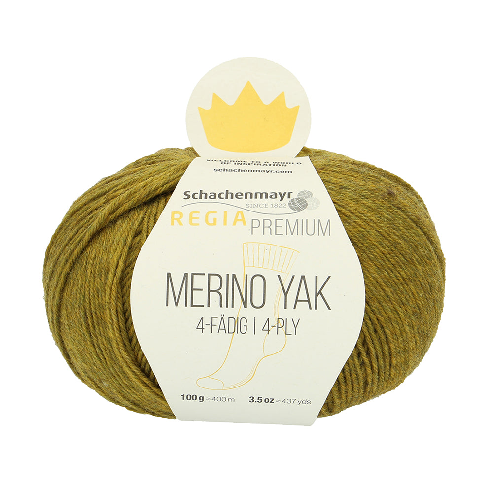 Regia Premium Merino Yak yarn ball in colour Grass Green 7516