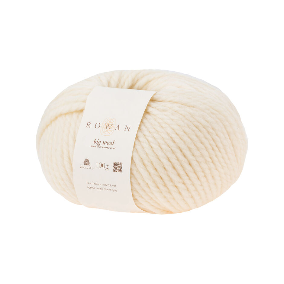 A skein of Rowan Big Wool yarn in White Hot colour way