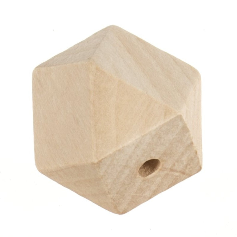 30mm Geometric Cut Wooden Bead